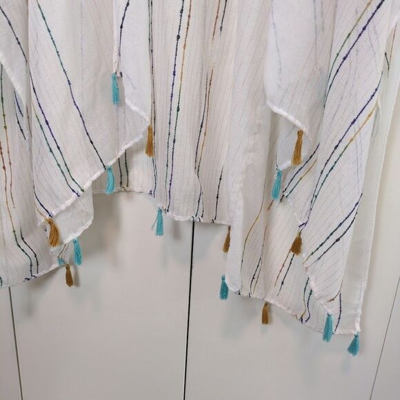 Torrid Women's Ivory & Rainbow Stripe Fringe Ruana Size One size OS - Picture 5 of 5